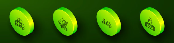 设置等距线寿司砧板，海藻，和渔民的图标。向量图片下载