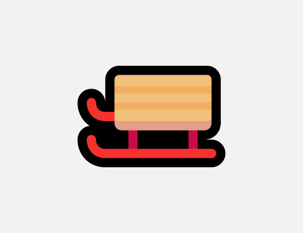 雪橇矢量图标。木制雪橇孤立的插图，象征图片下载