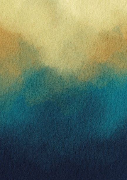 海洋蓝色和黄色水彩背景装饰热带森林和暑假的概念。图片下载