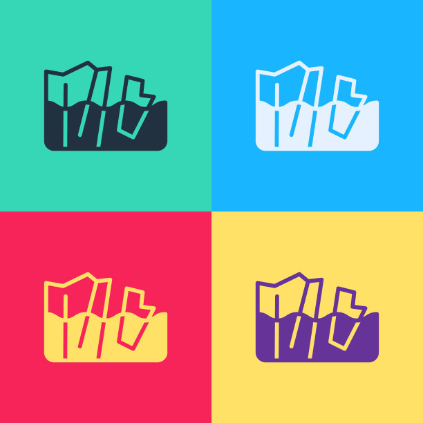 波普艺术冰川融化图标孤立的颜色图片下载