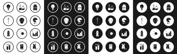 设置药瓶和移液器灯泡图片下载