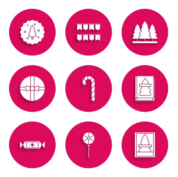 设置圣诞糖果手杖与条纹棒棒糖图片下载