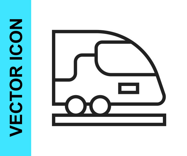 黑线高速列车图标孤立在白色背景。铁路旅游和铁路旅游。地铁或地铁流线型快速列车运输。向量图片下载