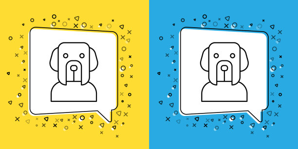 设置线狗图标隔离在黄色和蓝色图片下载