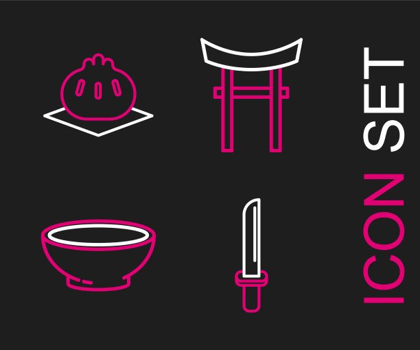 设置行日本武士刀碗的热汤门图片下载