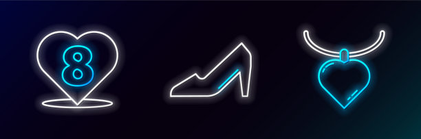 设置线项链与心形吊坠心图片下载