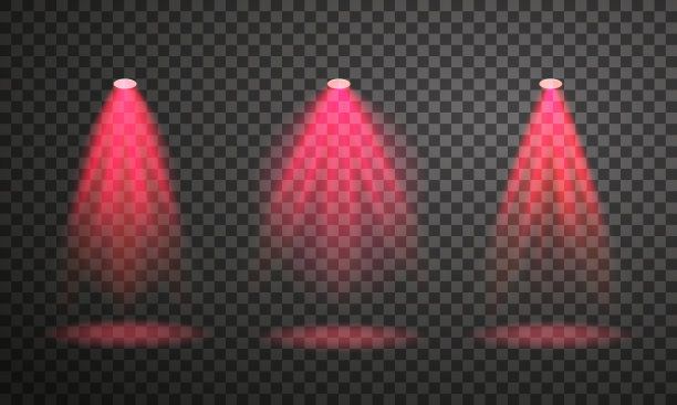 一套红色舞台灯光。矢量插图。图片下载