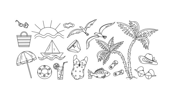 夏天的海滩布景。图片下载