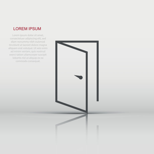 矢量门图标在平面风格。出口标志图解。开门经营理念。图片下载