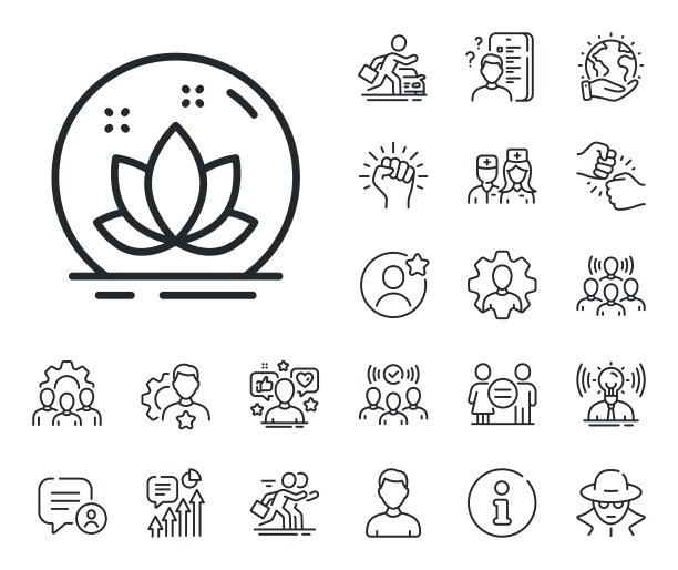 莲花线形图标：瑜伽冥想之花标志图片下载