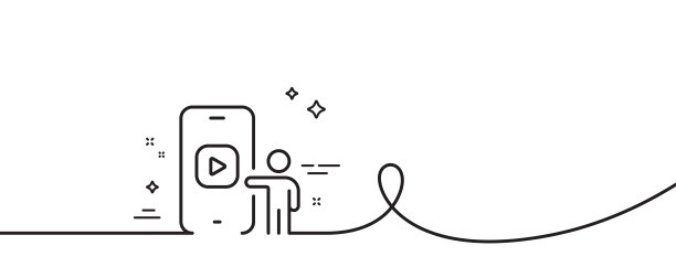 电话视频线路图标。智能手机应用标志。带旋度的连续线。向量图片下载