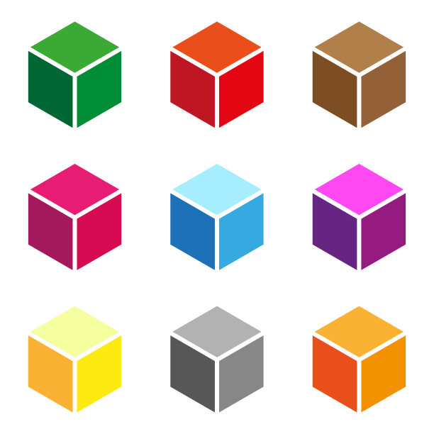 Isometric cube element, icon. Cubist abstract 3d shape. Vector illustration.图片下载