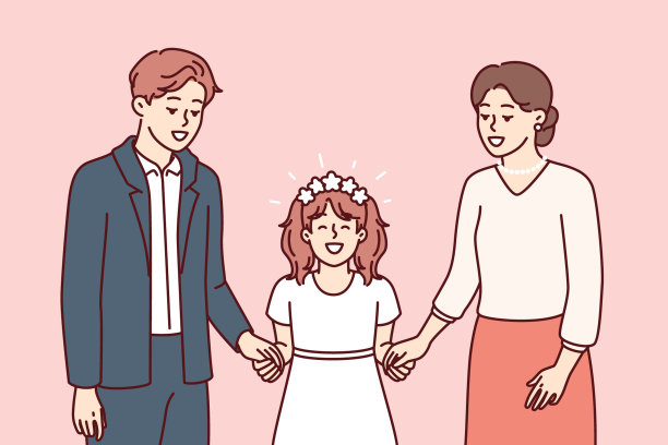 根据基督教仪式，小女孩和爸爸妈妈在圣餐礼上图片下载