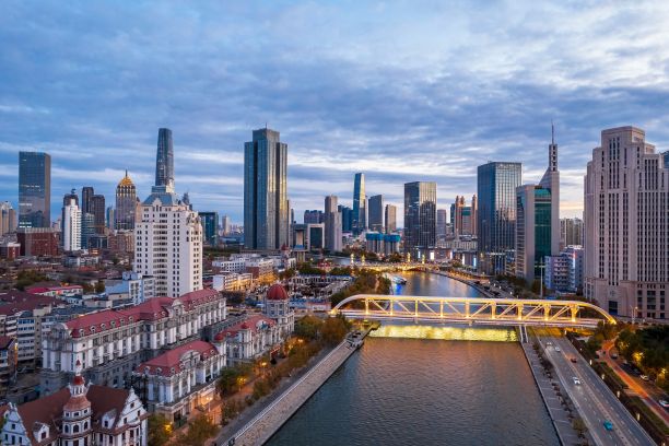 航拍的海河风景区，天津，中国图片下载