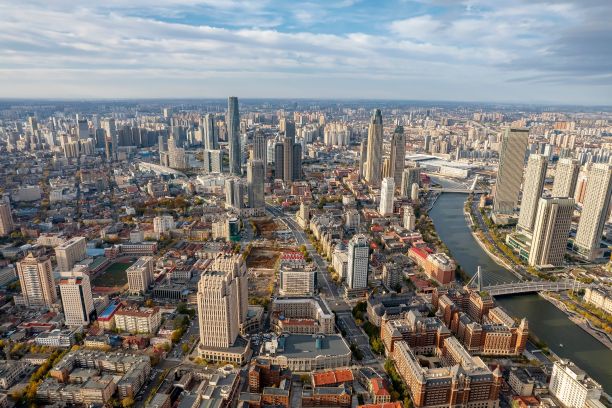 航拍的海河风景区，天津，中国图片下载