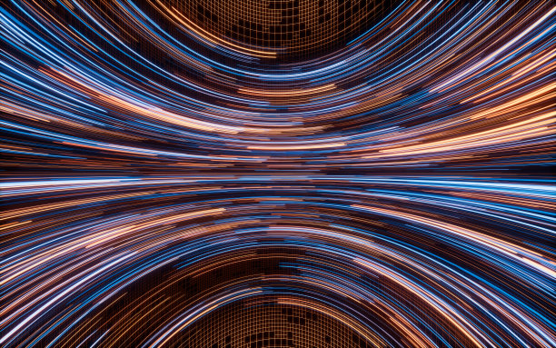 流畅的线条与数字网络空间，3d渲染。图片下载