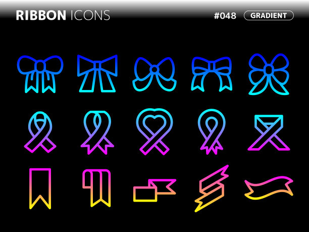 与ribbon_048相关的渐变风格图标集图片下载