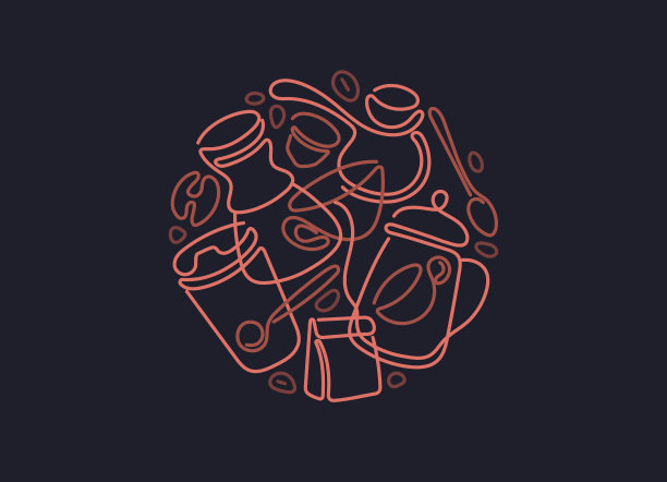 咖啡。矢量线圆杯符号，豆子图片下载