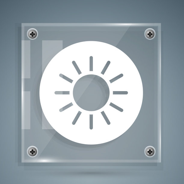 白色的太阳图标孤立在灰色的背景广场图片下载