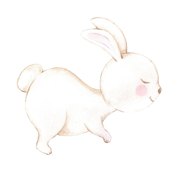 手绘水彩白睡兔儿童纺织品。剪贴簿设计，海报，标签，卡片。图片下载