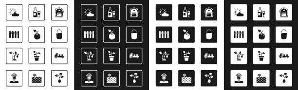 设置农舍苹果花园篱笆木太阳图片下载