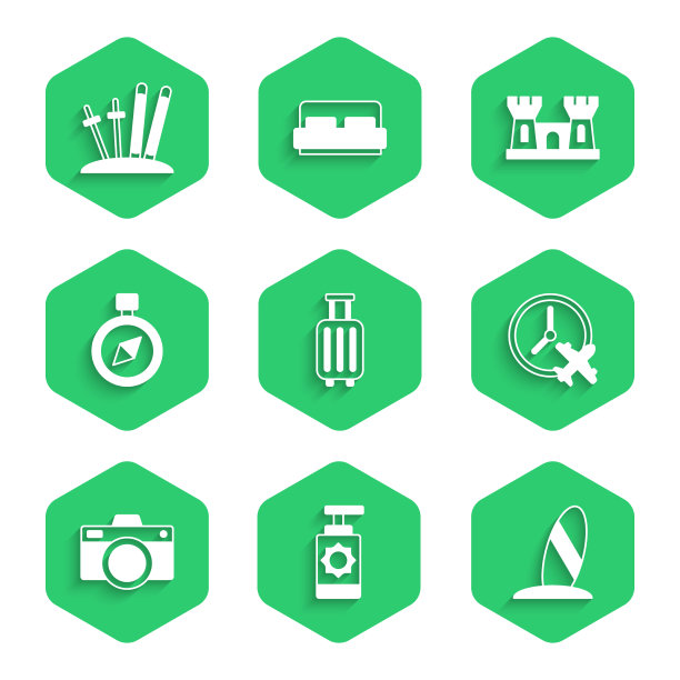 设置旅行箱防晒喷雾瓶冲浪板图片下载