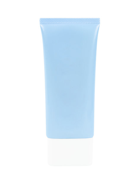 白色背景上的蓝色洗液瓶，保存剪辑路径。图片下载