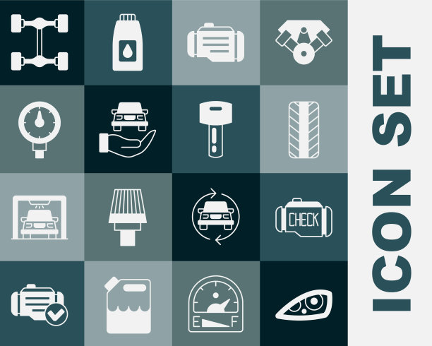 设置汽车大灯检查发动机轮胎车轮自动图片下载