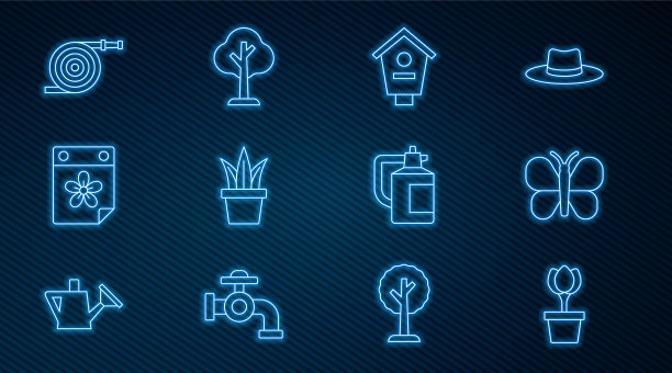 设线花郁金香花盆蝴蝶鸟图片下载