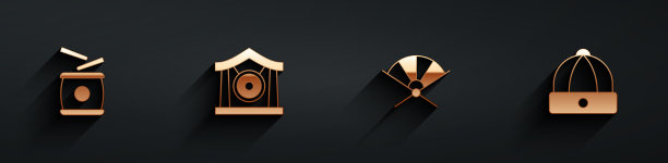 设置中国鼓锣乐器图片下载