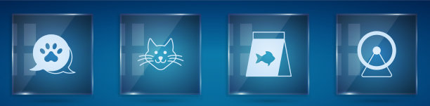 为鱼和仓鼠设置爪印猫食图片下载