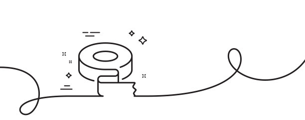 胶带线图标。纸带卷筒标志。带旋度的连续线。向量图片下载