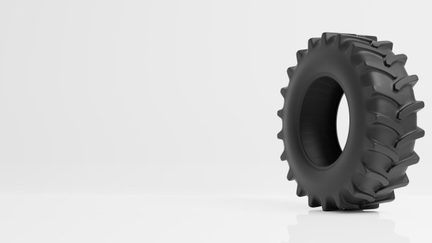 拖拉机轮胎在白色背景上的三维渲染，带有复制空间。图片下载