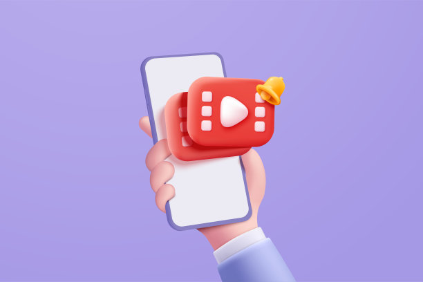 3D矢量最小的社交媒体与视频和照片库的移动手持，界面优化的横幅和网站的模拟移动概念。图像3d显示与设备智能手机图片下载