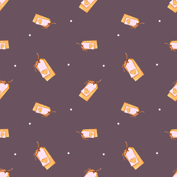 水彩画图案的名字纸标签与心和点在黑色背景。很好的图片插图，贴纸，卡片，剪贴簿图片下载