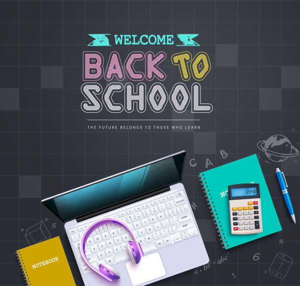 回到学校矢量设计。欢迎回到学校问候文本在网格图案背景。图片下载