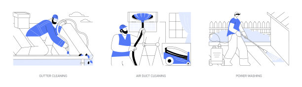 物业清洁服务抽象概念矢量插图。图片下载