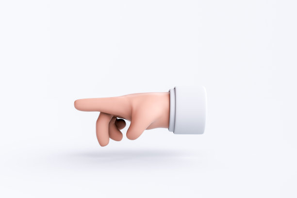 三维渲染卡通人物的手指向手势。图片下载