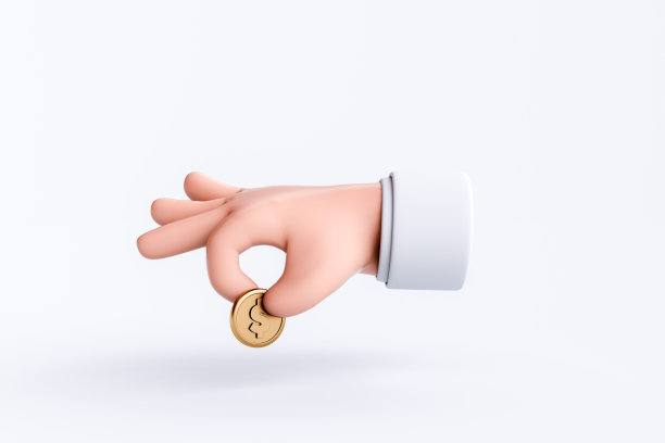 3d渲染卡通手握金币与美元符号。图片下载