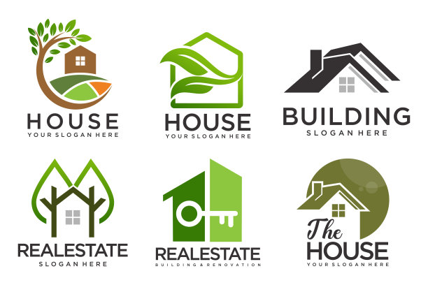 房地产，房屋和建筑图标集。设计模板矢量插图图片下载