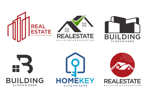 房地产，房屋和建筑图标集。设计模板矢量插图图片下载
