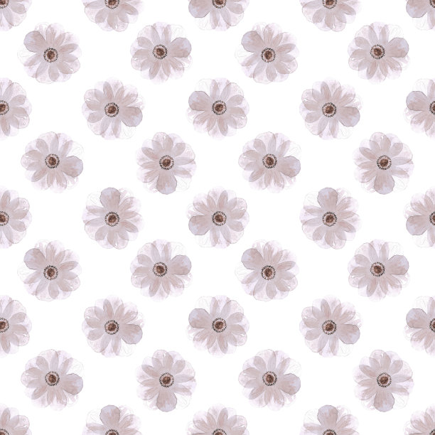 手绘水彩灰色抽象海葵无缝图案在白色的背景。可用于礼品包装、纺织品、布艺、墙纸等。图片下载