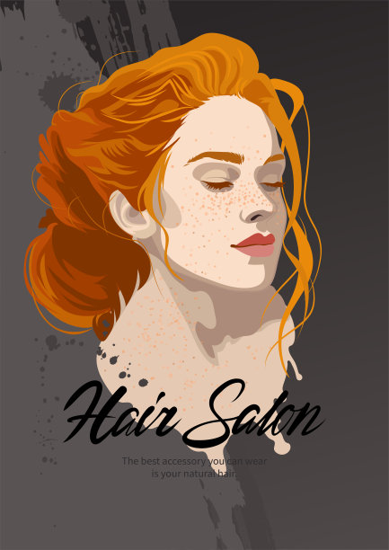 一个美丽的女孩的肖像，有雀斑，红头发，有束。图片下载