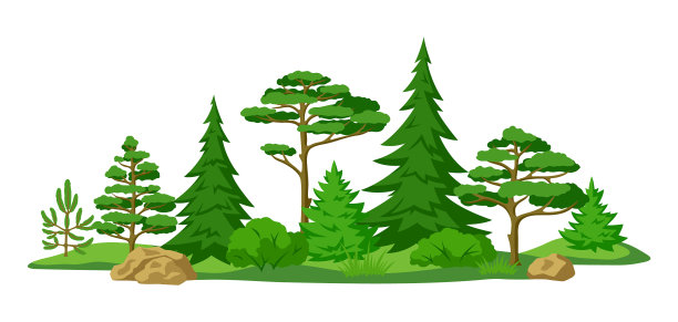 春天或夏天的森林背景与风格化图片下载