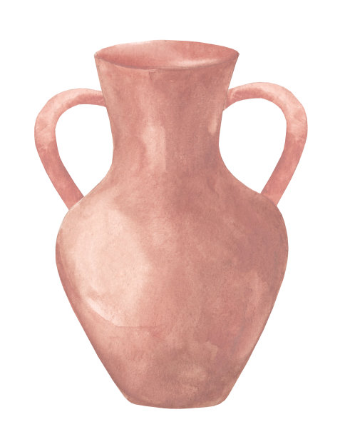 粘土罐。水彩插图图片下载