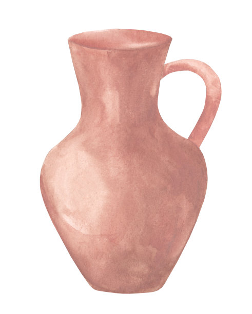 粘土罐。水彩插图图片下载