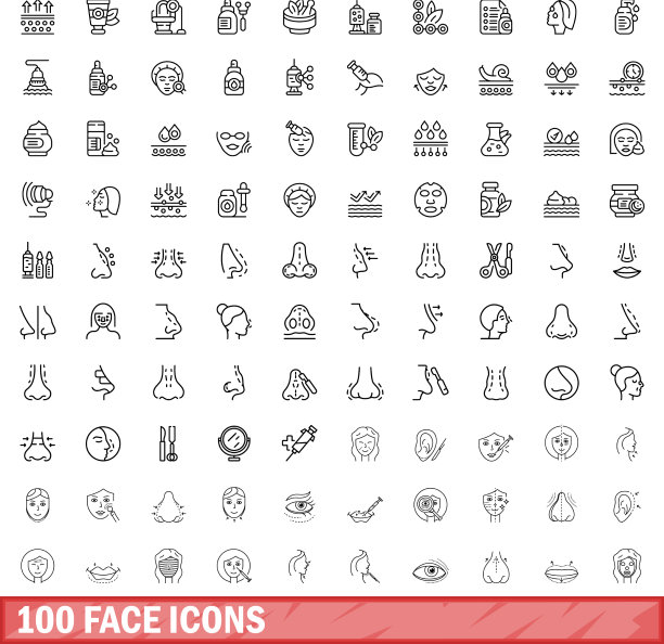 100个面部图标设置轮廓样式图片下载
