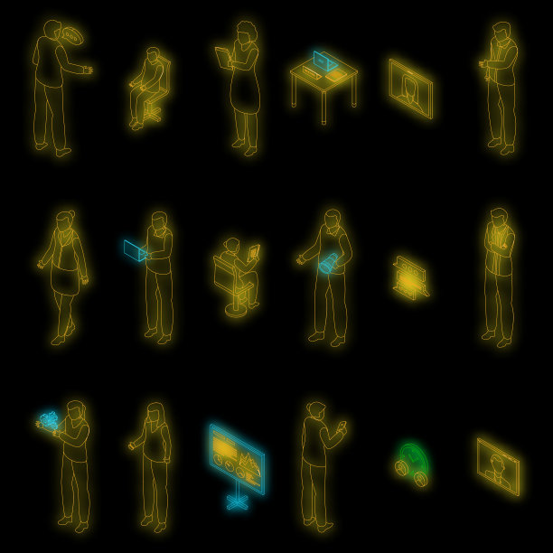 会议图标设置霓虹灯图片下载