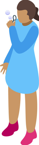 可爱的女孩吹泡泡图标等距图片下载