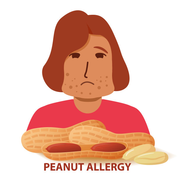 坚果过敏症状问题。肿胀的男性特征。图片下载